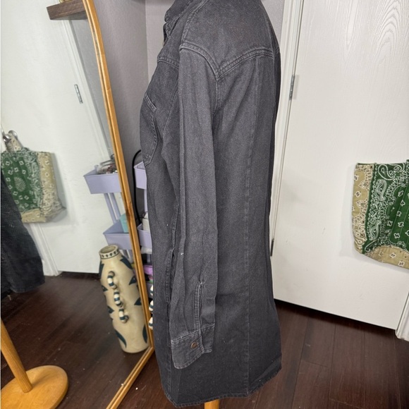 Black Denim Button-Up Dress - Picture 2 of 5